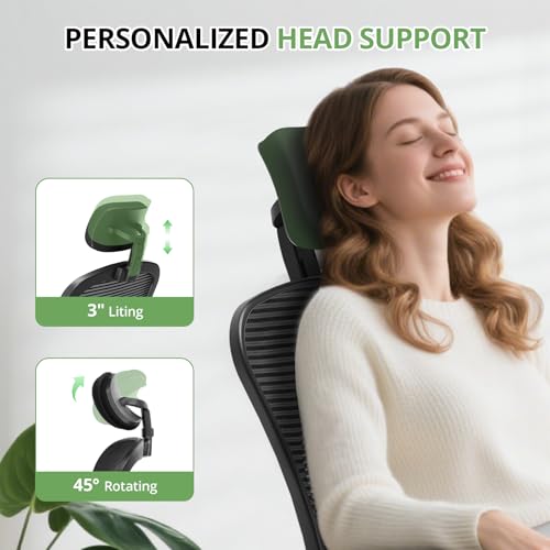 Ergonomic High Back Office Chair, 330lb Capacity Mesh Desk Chair with Headrest