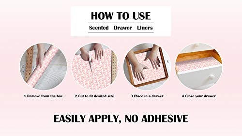Scented Drawer Liners, Rose Sandalwood Fragrant Paper Sheets (6 Pack)