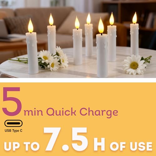 BuyXIU White Rechargeable Flameless Clip-On Christmas Tree Candles with Remote & Timer
