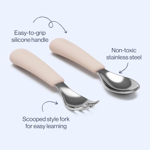 Toddler Stainless Steel Utensil Set with Silicone Handles - BPA-Free, Easy-Grip Kids Silverware
