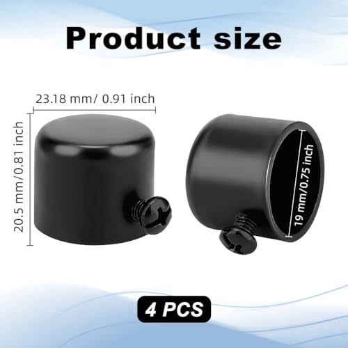 4 Pcs Curtain Rod End Caps for 3/4 Inch Poles, Black Iron Finials