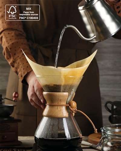 Natural Unbleached Pour-Over Coffee Filters, 5-13 Cup Cone, 50 Pack