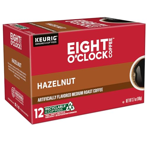 Eight O'Clock Coffee Hazelnut, Single-Serve Coffee K-Cup Pods, Medium Roast, 72 Count
