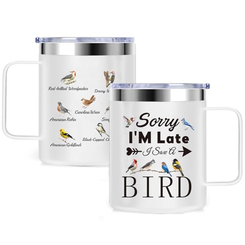 Bird Watching Insulated Mug Tumbler with Handle – 12oz BPA-Free, for Ornithologists & Bird Lovers (Variation: bird watching)