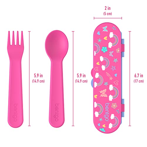 Kids Reusable Plastic Utensil Set with Fork, Spoon & Travel Case - BPA-Free