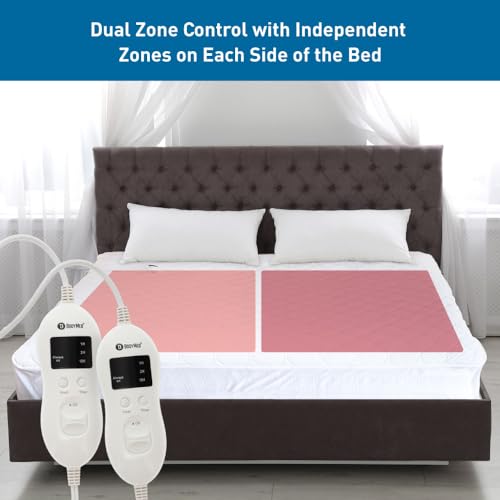 Queen Heated Mattress Pad with Skirt - Dual Temperature Control