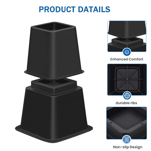 Heavy Duty Bed Risers - Adjustable 3, 5, 8 Inch Elevation (8 Pack)