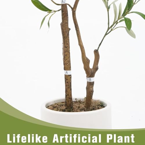 4FT Faux Olive Tree with White Planter for Home Decor