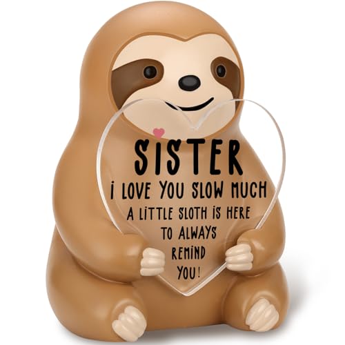 AkeKe Emotional Support Sloth Figurine with Heart Card - Sister Edition
