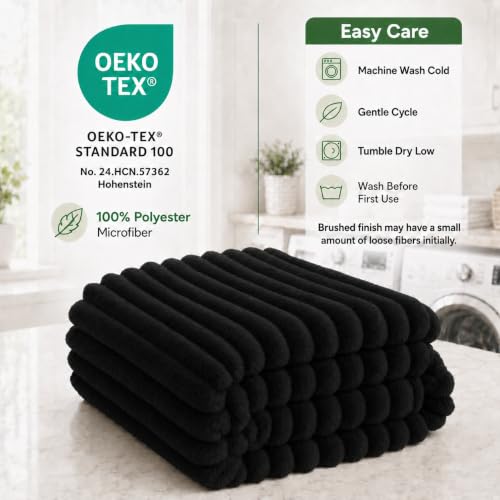 HIMEET Soft Ribbed Fleece Throw Blanket - 50x60 Lightweight Plush Couch Blanket