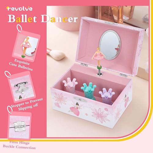 Spinning Ballerina Musical Jewelry Box for Kids - Wooden Storage Chest