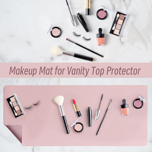 Waterproof Leather Makeup Vanity Mat, Non-Slip Desk Pad Protector