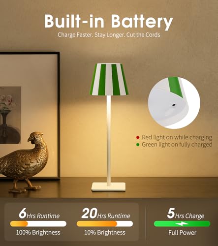 UME Green 3-Pack Cordless Rechargeable Table Lamps with Dimming & 3 Color Temps