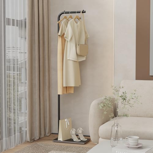 Freestanding Metal Coat Rack with Stable Rock Base, 70.8-Inch L-Shaped Stand