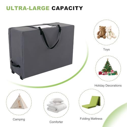 Heavy Duty Folding Mattress Bag with Wheels - Fits 6" Queen Size