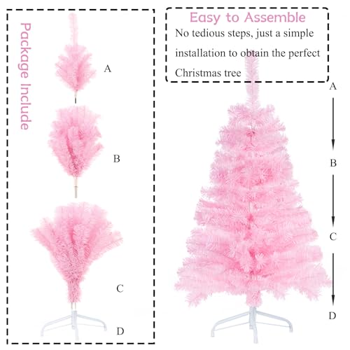 Pink 3ft Artificial Christmas Tree with Metal Stand - Tabletop Holiday Decor