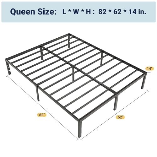 Queen Metal Platform Bed Frame - 14 Inch Heavy Duty Base with Storage