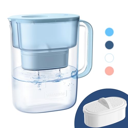 10-Cup Water Filter Pitcher with 200-Gallon Filter - NSF Certified, Blue