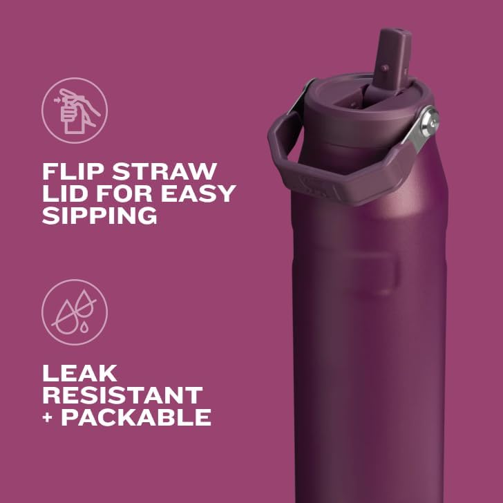 Stanley IceFlow 2.0 Water Bottle - 24 OZ Insulated Stainless Steel | Lightweight, Leak-Resistant, BPA-Free | Ash Color