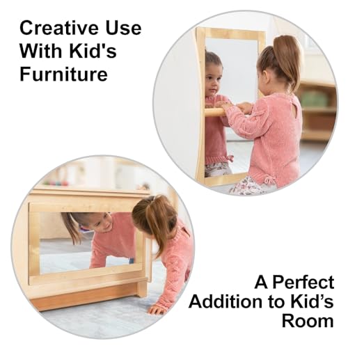Montessori Sensory Mirror for Babies with 2 Adjustable Pull-Up Bars