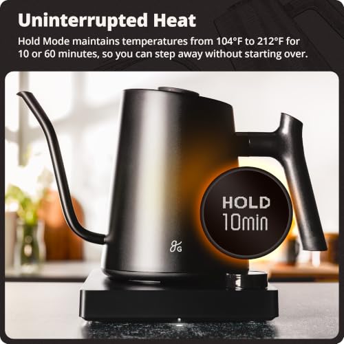 Greater Goods Onyx Black 0.8L Electric Gooseneck Kettle 1200W Temperature Control