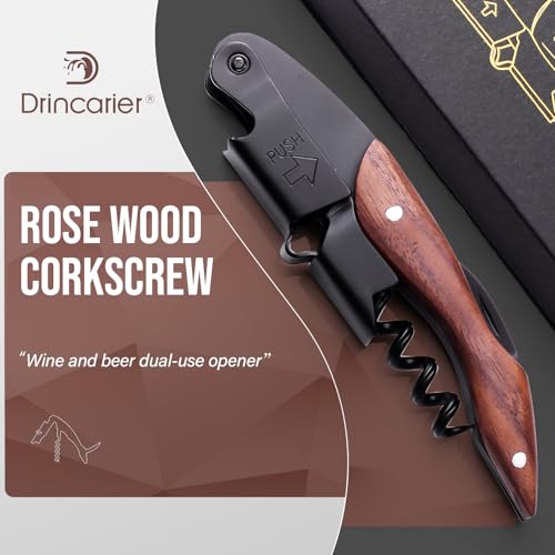 Drincarier Black Magnetic Giftbox Wine Opener with Foil Cutter & Cap Remover - Professional Waiter's Corkscrew
