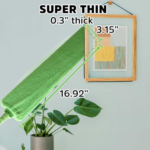 Retractable Under Appliance Gap Duster - Extending Pole & 2 Microfiber Pads