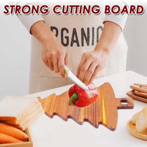 Nestle Christmas Tree Cutting Board 15.2x11.8in Acacia Wood Charcuterie Board (Brown) - Variation 1
