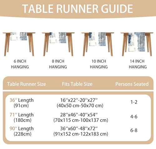 AILUER 13x36 White Gray Table Runner Linen, Modern Farmhouse Dresser Decor