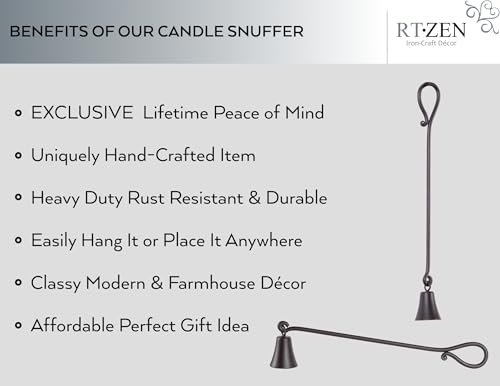 Black Matte Bell Candle Snuffer - Handcrafted Rustic Wrought Iron Flame Extinguisher