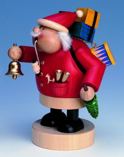 German Incense Smoker Santa Claus 18cm - KWO Holzfigur, Collectible Decor