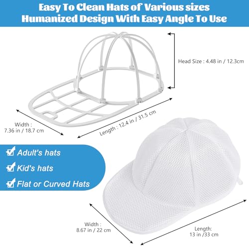 Hat Washer Cage and Mesh Bag Set for Baseball Caps - 4 Pack