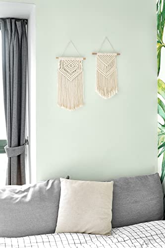 Small Macrame Wall Hanging Set of 2 - Woven Boho Tapestry Art Decor