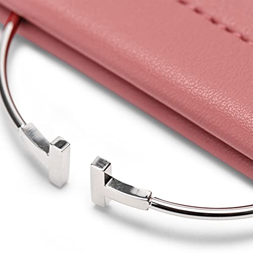 Woodten Large Pink PU Leather Travel Jewelry Pouch 4.21x4.33 inch