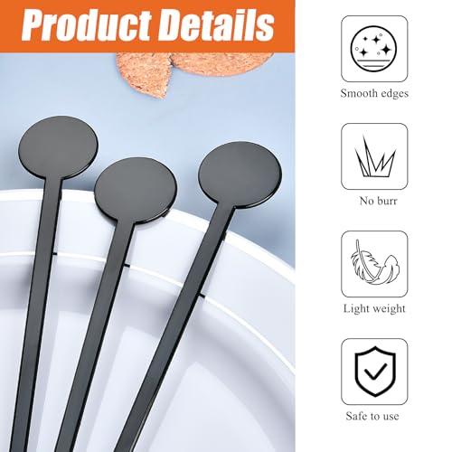 Akamino 7-Inch Plastic Cocktail Drink Stirrers - 240 Pcs, Disc Top Swizzle Sticks