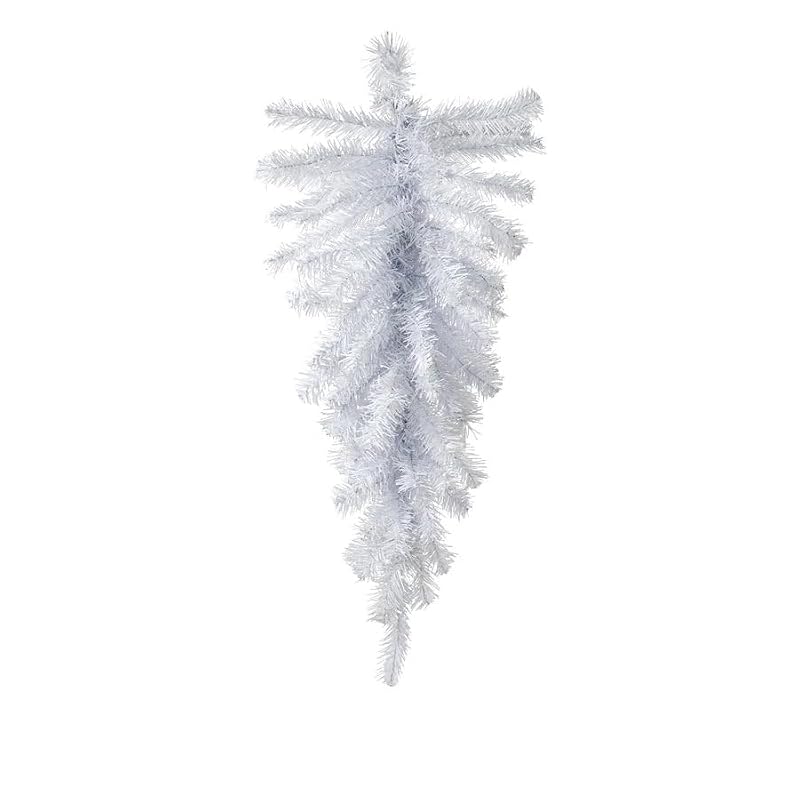 24-Inch White Teardrop Swag, Full Artificial Holiday Door Decoration