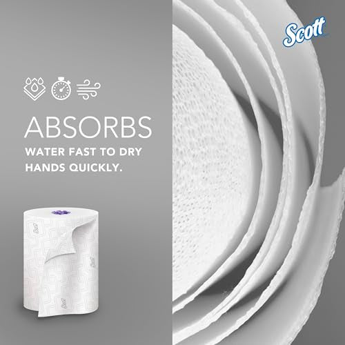 High-Capacity Hard Roll Paper Towels - White, Bulk 6 Rolls x 950 ft