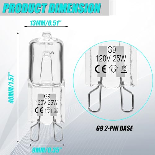 G9 Microwave Oven Light Bulb, 120V 25W Replacement Bulb (2-Pack)