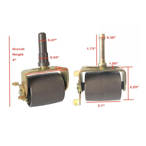 Heavy-Duty Bed Frame Casters with Socket Inserts - Set of 4 Locking Wheels