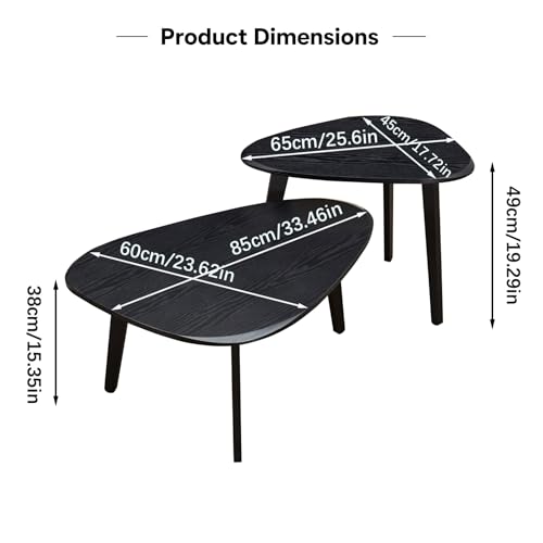 2-Piece Nesting Coffee Table Set, Mid-Century Modern Stacking Side Tables