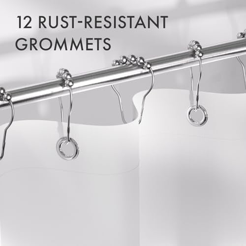 Ombre Black Shower Curtain Set with 12 Hooks, 72x72 Fabric Farmhouse Decor