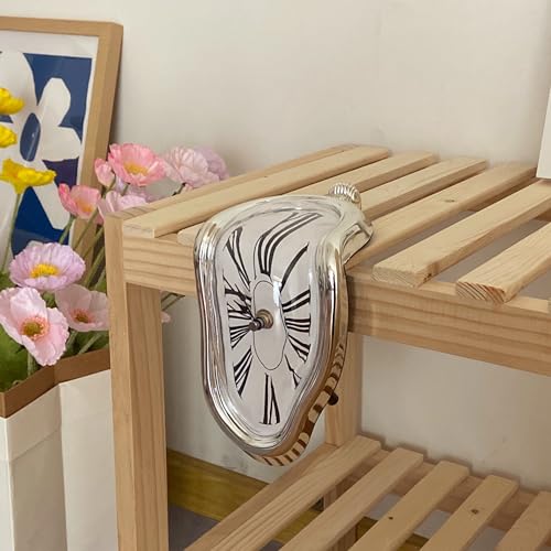 FAREVER Rome Silver Melting Clock Salvador Dali Surreal Desk Decor Gift