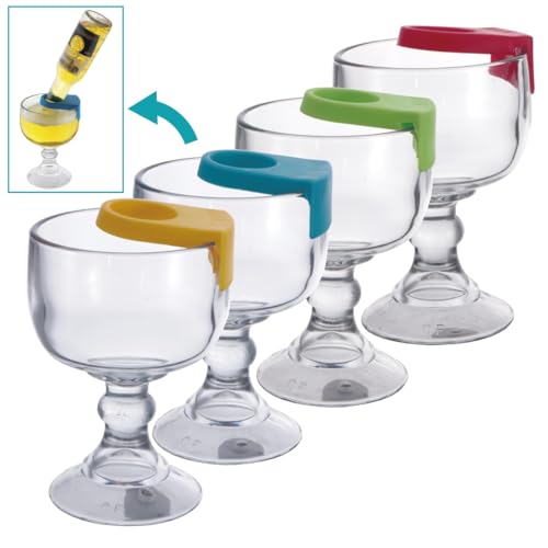Chefcaptain Classic 21.5 Oz Margarita & Cocktail Glass Set of 4 with Color Clips