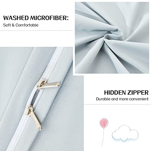 Washed Microfiber Queen Duvet Cover Set with Zipper & Corner Ties