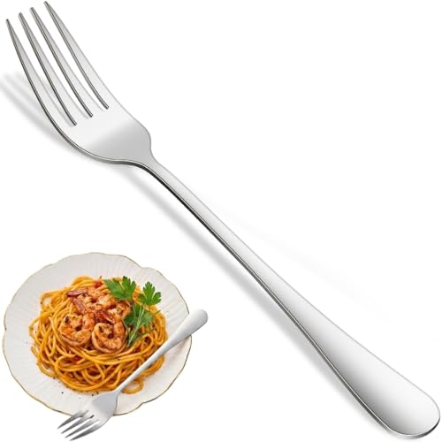 8-Inch Stainless Steel Dinner Forks Set - Dishwasher Safe Silverware (8 Pack)