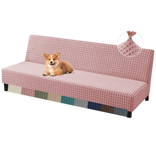 Stretch Armless Futon Cover (67-82 Inch) - Washable Furniture Protector, Pink