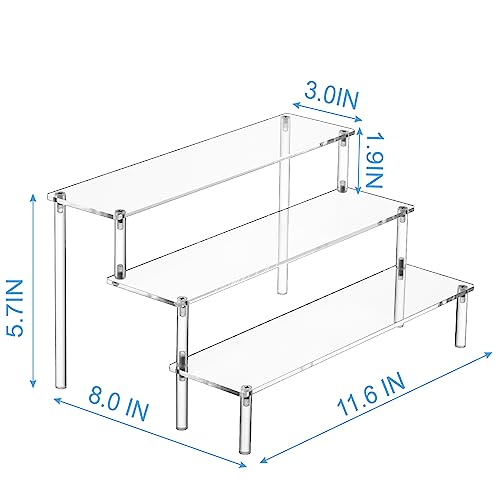 3-Tier Clear Acrylic Display Riser Stand for Perfume, Collectibles & Cupcakes