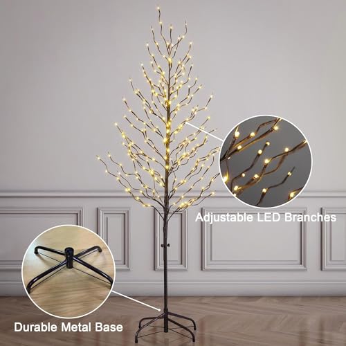 Set of 3 Pre-Lit Warm White LED Star Light Trees (3ft, 5ft, 6ft)