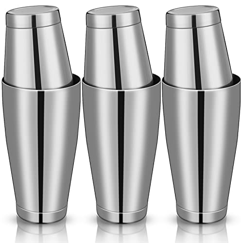 Sabary Silver 6-Piece Cocktail Shaker Set with 18 oz & 28 oz Boston Shakers