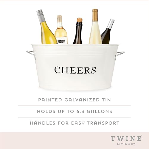 Cheers Twine Galvanized Beverage Tub - Large 6.3 Gallon Drink Cooler for Parties